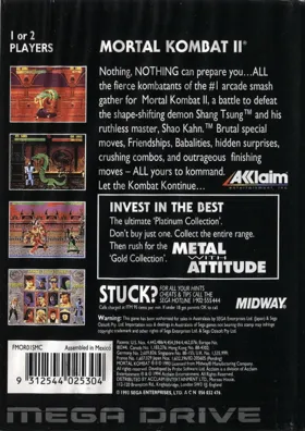 Mortal Kombat II (World) box cover back